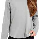 Girls' Sweatshirt Grey Long Sleeve Sports Tops Round Neck Loose Pullover Solid Athletic Tee Shirts (Gray)