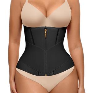 FeelinGirl Waist Trainer for Women Waist Cincher Corset Shapewear Tummy Control Body Shaper Sport Workout Girdle (Small, Black)