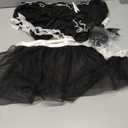 Sexy Stockings Mini Skirt Mesh Sheer Lace Halloween Costume Maid Outfit Lingerie with Thong Set 4 Piece (Large, Black)