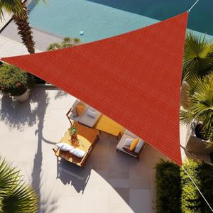 Shade&Beyond Triangle Sun Shade Sail 16'X16'X16' Permeable Canopy Rust Red for Patio Garden Yard Deck Pergola 