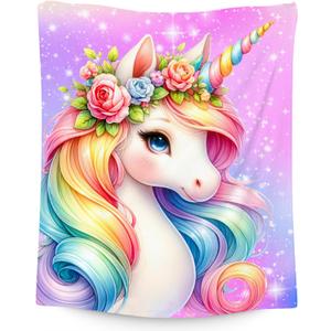 Kids Blanket for Girls - Unicorn Gifts for Toddler Daughter - Cute Throws for Sofa Bedding (50"x60") (Light Pink)