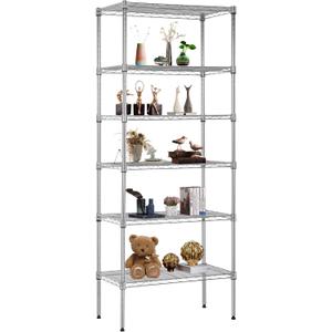 FDW 6 Tier Wire Shelving Units 23L x 13W x 59H Adjustable Metal Storage Rack NSF Pantry Shelves Kitchen Organization Shelf for Kitchen Garage Small Places Commercial, Chrome (231359)