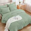 Andency King Size Comforter Set 7 Pieces Sage Green - Bed in a Bag King Boho Lightweight Fluffy Tufted Bedding Sets with Quilt Comforter, Sheets, Pillowcases & Shams