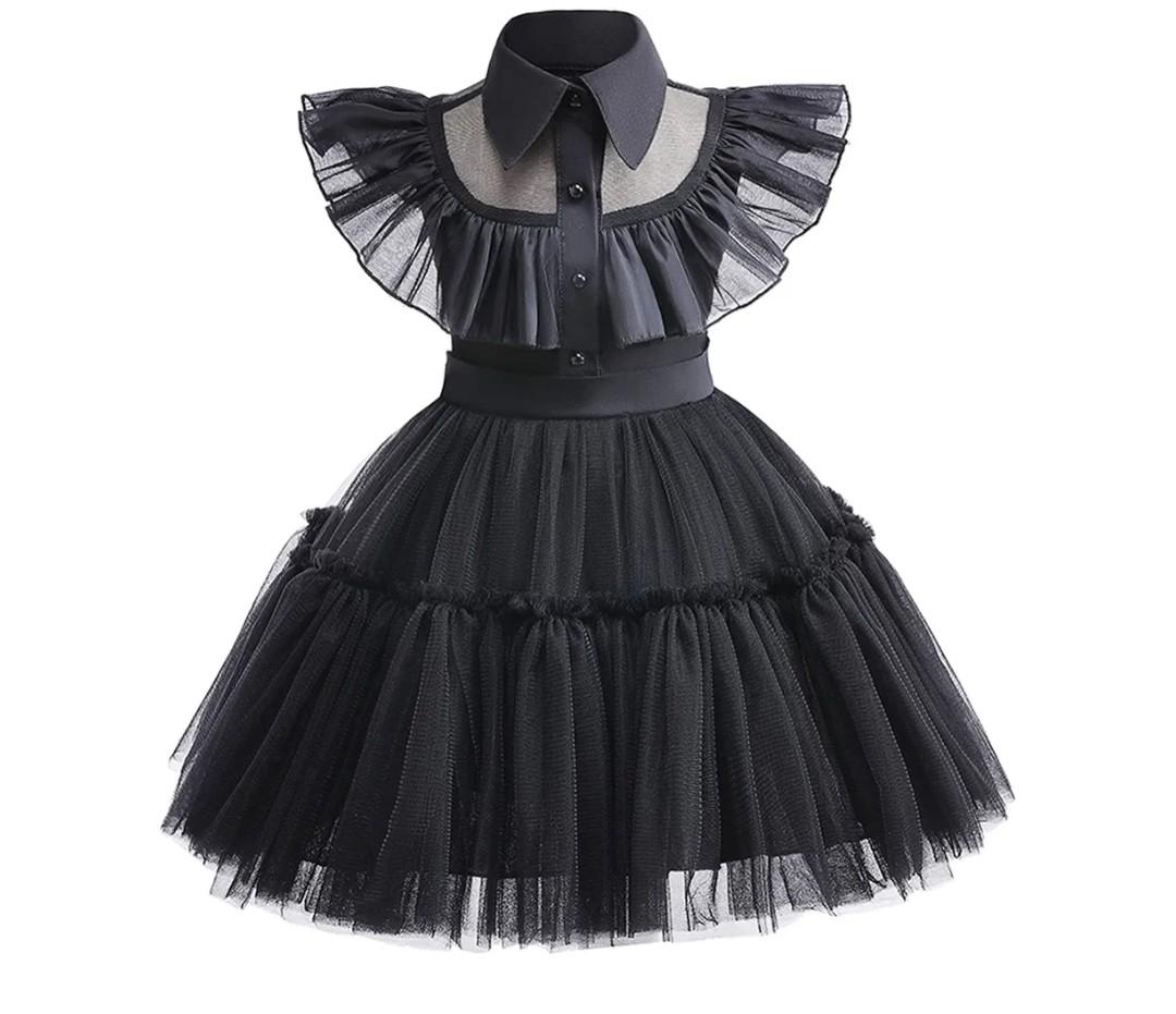 Toddler Baby Girls Black Dress Kids Black Party Costume, Size 120