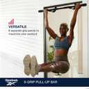 Reebok 8-Grip Pull-Up Bar, Multi-Function Upper Body Workout Rod, Door Frame Fitness Beam with 8 Sure Grip Foam Handles, Portable Chin Up Bar for Strength Training Exercise at Home or Gym