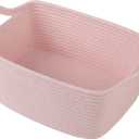 OIAHOMY Woven Basket, Gift Basket Empty with Gift Bags and Ribbons, Rope Baskets for Baby Showers, Storage Baskets with Handles for Nursery, Pet Toy Organizer - Mixed Pink (Medium: 13.5L*10W*6H)