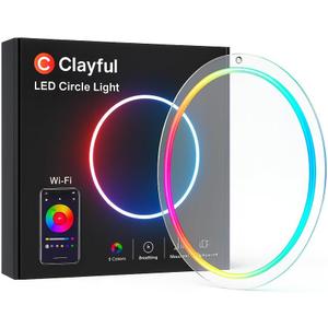 Smart RGBICW LED Circle Neon Sign 16 Million DIY Colors RGB LED Mood Wall Sign with Bluetooth App & Inline Control, Gradient & Music Sync Modes, USB Powered Aesthetic Decor for Bedroom, Dorm