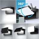 60W LED Wall Lights Outdoor 360° Rotatable Black Modern Commercial Security 5000K IP65 Waterporof Wall Mount Fixture 2 Pack