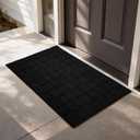 Front Door Mat Outside Entrance, Outdoor Indoor Door Mats for Entryway, Entrance, Entry, Patio, Waterproof Non Slip Doormat, Low-Profile, 24" 35", Black