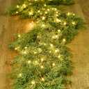 DearHouse 6Ft Artificial Christmas Pine Garland with 50 LED Lights, Winter Greenery Garland Realistic Cypress for Holiday Season Mantel Fireplace Table Runner Centerpiece Decoration