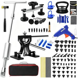 Dent Puller Kit for Car, Paintless Dent Removal Kit with Lightweight Dent Lifter, 2-in-1 T-bar Puller, Rubber Hammer Kit & Versatile Suction Cups for Auto Body Dent Repair Hail Damge or Door Dings