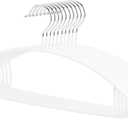 Non-Slip Rubber Coated Metal Hangers No Shoulder Bump, Set of 5/10 Heavy Duty Contour Sweater Hangers for Shirts Coats Dresses or Suits, Rust-Free Closet Clothes Organizer, 16.5, White