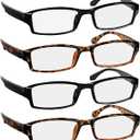 Reading Glasses 5 Pairs Spring Hinge Comfort Quality Readers, +1.75