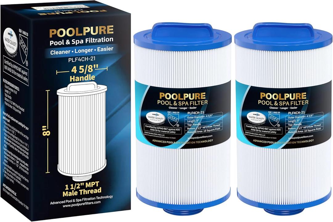 POOLPURE 4CH-21 Spa Filter Replaces PDM25P4, PTL18P4, PA13, PA17, Filbur FC-0121, 20245-238, PVT-25N, Baleen AK-9003, SD-00845, 18 sq.ft Screw in Male Fine(1 1/2" MPT) Thread Filter 2 Pack POOLPURE 4CH-21 Spa Filter Replaces PDM25P4, PTL18P4, PA13, PA17, Filbur FC-0121, 20245-238, PVT-25N, Baleen AK-9003, SD-00845, 18 sq.ft Screw in Male Fine(1 1/2" MPT) Thread Filter 2 Pack
