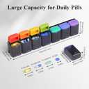Weekly Pill Organizer Magnetic, Removable Pill Box 7 Day 1 Time a Day, Large Travel Pill Case, Week Once Daily Medication Dispenser, Medicine Container Holder for Supplement, Vitamin, Black