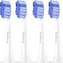 Toptheway Extra Soft Replacement Toothbrush Heads Compatible with Philips Sonicare Optimal Gum Care for Sensitive Teeth G2 C2 C1 4100 Snap-on, 4 Pack (Blue)