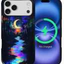 ZHEGAILIAN Magnetic Case for iPhone 17 Pro Max,Compatible with MagSafe Hard Shell + Soft Silicone 2 in 1 Hybrid Shockproof Bumper Drop Protective Case Magic Moon Night Blue