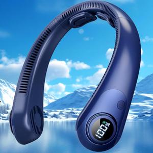 Portable Neck Fan that Blow Cold Air, LED Display, Rechargeable Hands-Free Wearable Cooling Personal Fan, 5 Speed, Neck Support, Bladeless Neck Air Conditioner, Gift for Women/Men, Hot Flashes, Travel (Dark Blue) Portable Neck Fan that Blow Cold Air, LED Display, Rechargeable Hands-Free Wearable Cooling Personal Fan, 5 Speed, Neck Support, Bladeless Neck Air Conditioner, Gift for Women/Men, Hot Flashes, Travel (Dark Blue)