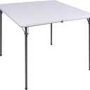 REDCAMP 34" Square Folding Card Table with Resin Top, Portable Fold in Half Small Card Tables with Collapsible Legs for Adults Indoor Outdoor Use, White (White 34")