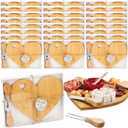 Patelai 24 Set Bridal Baby Shower Favor Heart Cheese Board with Knife, Wood Mini Charcuterie Board Thank You Gift Box for Guest Bridal Baby Shower Prize Wedding Valentines Birthday (Bamboo Color)