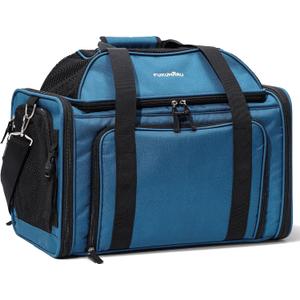 FUKUMARU Expandable Pet Carrier for Cat, 18x11x11 Large Cat Carrier Soft, Collapsible Airline Approved Dog Carrier, Ventilate Cat Travel Carrier with Durable Mesh, Escape-Proof Small Dog Carrier, Blue