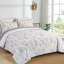 Anibedding Queen Size Quilt Sets Green Floral Pattern Quilt Bedding Set, 3 Pieces Botanical Quilt Soft Microfiber Bed Coverlet for All Season(96" x 90")