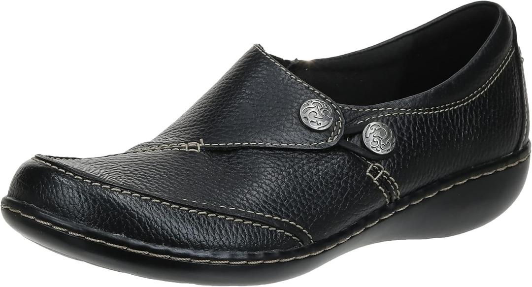 Clarks womens Ashland Lane Q Slip On Loafer, Black, 10 X-Wide US