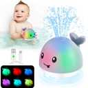 ANGGIKO Baby Bath Toys, Toddler Bath Toys for Kids Ages 1-3, Baby Easter Basket Stuffers, 1 2 3 Year Boy Girl Gifts Baby Toy 6-12-18 Months Light Up Whale Bath Toy Sprinkler Bathtub Pool Water Toy