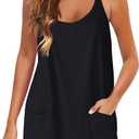 Zhiyouni Women's Summer Sleeveless Mini Dress V Neck Spaghetti Straps Athletic Built-in Shorts Sundress (S)