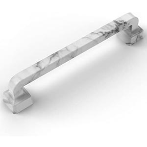 9BUILD 10 Pack 5 inch Cabinet Handles White Marble Cabinet Pulls Kitchen Handles for Cabinets Dresser Pulls Zinc Alloy Cabinet Handle Cabinet Hardware