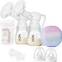NCVI Double Electric Breast Pump XB-8122-1 with 4 Modes 9 Levels, Breastfeeding Pump with 21/24mm Flanges, Rechargeable Milk Pump Ultra-Quiet for Home & Travel, LED Touchscreen
