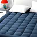 EASELAND California King Mattress Pad Pillow Top Mattress Cover Quilted Fitted Mattress Protector Long 8-21" Deep Pocket Cooling Mattress Topper (72x84 Inches, Dark Blue)