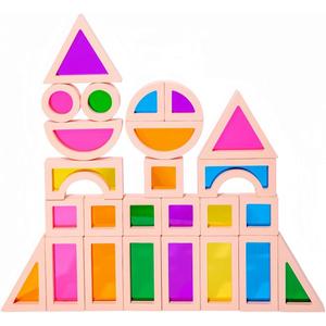 Rainbow Blocks,Acrylic Building Block,Rainbow Stacking Sensory Toys,Toys Set Colorful Preschool Learning Educational Toys for Boys and Girls, Blocks for Toddlers 1-3 (25 PCS)