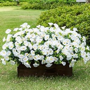 Lnoicy Artificial Flowers for Outdoor 12 Bundles Eucalyptus Fake Flowers for Planter,UV Resistant Fake Morning Glory for Home/Porch/Garden Decoration (White)