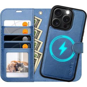 OCASE for iPhone 16 Pro Max Case Detachable Wallet Case with Card Holder, 2 in 1 Pu Leather Flip Folio with RFID Blocking Stand Wrist Strap Shockproof Phone Cover 6.9 Inch 2024, Light Blue
