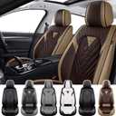 Truck Seat Covers for GMC Sierra 1500 2007-2026, Waterproof Premium Leather Full Coverage Car Seat Cover, Muscle Sport Style Auto Interior Seat Cover Sets (Front Set/Brown Coffee)