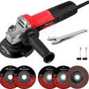 AVID POWER Angle Grinder, 7.5-Amp 4-1/2 inch Electric Grinder Power Tools with Grinding and Cutting Wheels, Flap Disc and Auxiliary Handle for Cutting, Grinding, Polishing and Rust Removal - Red