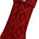 Personalized Christmas Stockings with Initials, 18 Inches Large Embroidered Monogrammed Cable Knit Christmas Stocking for Family, Xmas Holiday Party Gifts & Decoration for Fireplace(Burgundy,Letter J)