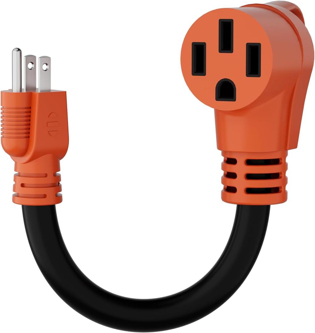 50 Amp to 110 Volt RV Adapter Cord, Nickel-Plated Power Adapter NEMA 5-15P to NEMA 14-50R, 10 AWG Pure Copper Cord, for RV Camper Caravan Van Trailer