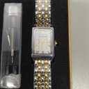 Gold Watches for Women with Vintage Rectangular Case,White Roman Dial,Stainless Steel Band,Adjustment Tool Included,Water Resistant
