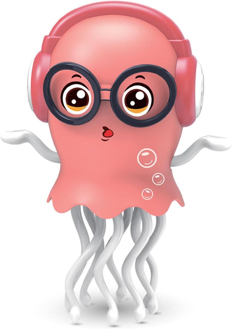 Qxbuhe Dancing Octopus Toy,Smart Tentacle Explorer,Crawling Dancing Automatic Obstacle Sensor Toys,Electric Crawling Octopus with LED Lights & Music (Pink Jellyfish)