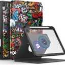 Rotating Case for iPad(A16) 11th Generation 11 Inch 2025/10th Generation 10.9 inch 2022 Cover with Pencil Holder - 360 Degree Rotating Multi-Angle Viewing Protective Stand Cover,Graffiti