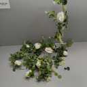 Der Rose 2Pcs Artificial Eucalyptus Flower Garland with Fake Rose Flower Vine Seeded Eucalyptus Leaves Greenery Garland for Wedding Table Runner Backdrop Party Centerpiece Decor (White-Total 13FT)