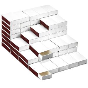 100pcs Blank Match Boxes, 2.25x1.42x0.59in Bulk Blank Matchboxes DIY White Storage Containers Holders Double-Sided Honeycomb Striker Wedding Bridal Baby Shower Birthday Party Favor, No Matches Included