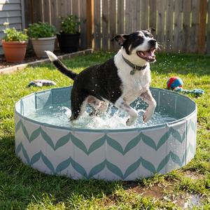 Dog Pool for Large Dogs, Foldable Hard Plastic Pet Swimming Pool, Heavy Duty 0.5mm PVC with Non-Slip Bottom, Portable Kiddie Pool for Dogs, Pet Bath Tub for Backyard Summer, GW 47“
