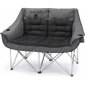 Camping Loveseat for Couples, Friends & Families, Double Camping Chair, Foldable Two Person Camping Chair for Campfire Nights, Tailgating Fun, Beach Escapes, RV Road Trips & Cozy Backyard Comfort, 56.7" x 23.2" x 36.6" inches