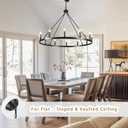 Wagon Wheel Chandelier 12 Light 38" Large Black Farmhouse Chandelier for Dining Room Rustic Country Pendant Light Fixtures Hanging Modern Round Chandeliers for Living Room High Ceilings Foyer Entryway