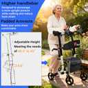 Aliseniors Upright Walker for Seniors, Foldable Rollator with Seat, Gold | 20.6" Wide Seat, 8" All-Terrain Wheels, Adjustable Armrests, Improves Posture, 300lbs , Dual Brakes, for Users 5'2" to 6'2"