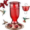 Kingsyard 24 Oz Glass Hummingbird Feeder for Outdoors, Red