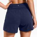Soothfeel Running Athletic Shorts for Women 5" High Waisted Shorts (Blue, L)